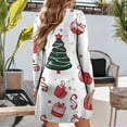 thumbnail image 4 of WTOBBY Women's Christmas Themed Dress Loose V-Neck Long Sleeve Casual Holiday Print Party Wear with Festive Design for Special Events,Hot Pink L, 4 of 6
