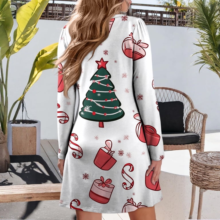 womens christmas theme dress WTOBBY Women's Themed Loose V-Neck Long Sleeve Casual Holiday Print Party Wear with Festive Design for Special Events,Hot Pink 2XL Were just dressing up