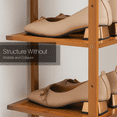 thumbnail image 6 of MoNiBloom Bamboo 14 Tiers Shoes Rack, 28 Pairs Organizer Shelves Stand, Brown, for Entryway, 6 of 11