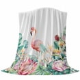 thumbnail image 6 of Tropical Flamingo Blanket Soft Cozy Warm Throw Blanket for Couch, Plush Fuzzy Flannel Fleece Blankets for Sofa, Botanical Summer Watercolor Flower Plant Bed Blankets Gifts for Men, 50"x80", 6 of 9