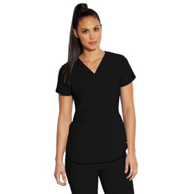 Barco Grey's Anatomy Edge GET018 Women's Nova Four Pocket Crossover V-Neck Princess Seam Scrub Top Black XXS