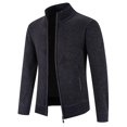 thumbnail image 3 of Herrnalise Men's Fashion Autumn And Winter Stand Collar Sweater Casual Fleece Jacket Navy, 3 of 4