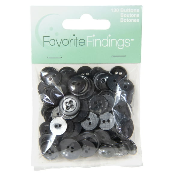 Favorite Findings Black Basic Round Sew Thru Buttons, 130 Count