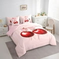thumbnail image 3 of Feelyou Pink Bowknot Cherry Bedding Comforter Set 7pcs for Kids, Kawaii Princess Ribbon King Bedding Sets, Fairy Tale Style Reversible Bed Sheets, Luxury Bedroom Decor, 3 of 8