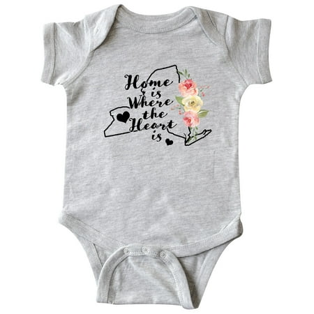

Inktastic New York Home is Where the Heart is with Watercolor Floral Gift Baby Boy or Baby Girl Bodysuit