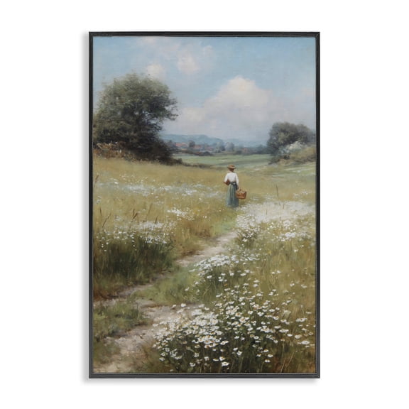 Stupell Industries Transitional Flower Gazing in Summer Meadow Black Framed Giclee Art, 12 x 18, by Petals Prints Design