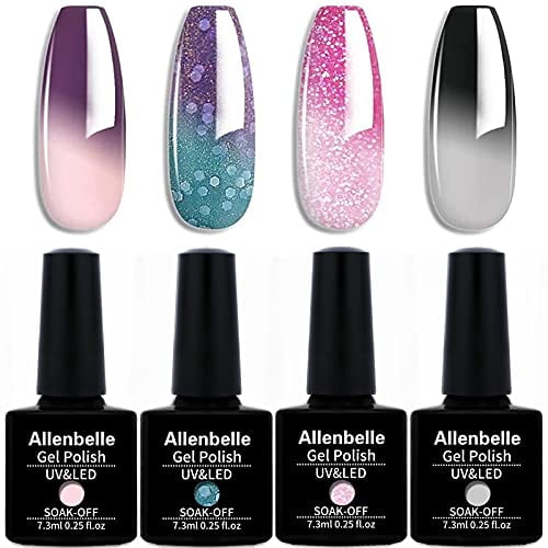 Gel Nail Polish-Color Changing Gel Nail Polish Set Purple Black Pink Lilac Color Changing Nail Polish Uv LED Lamp Required Soak Off Gel Polish Set Nail Art 0803 Gel Nail Polish-Color Changing Gel Nail Polish Set Purple Black Pink Lilac Color Changing Nail Polish Uv LED Lamp Required Soak Off Gel Polish Set Nail Art 0803