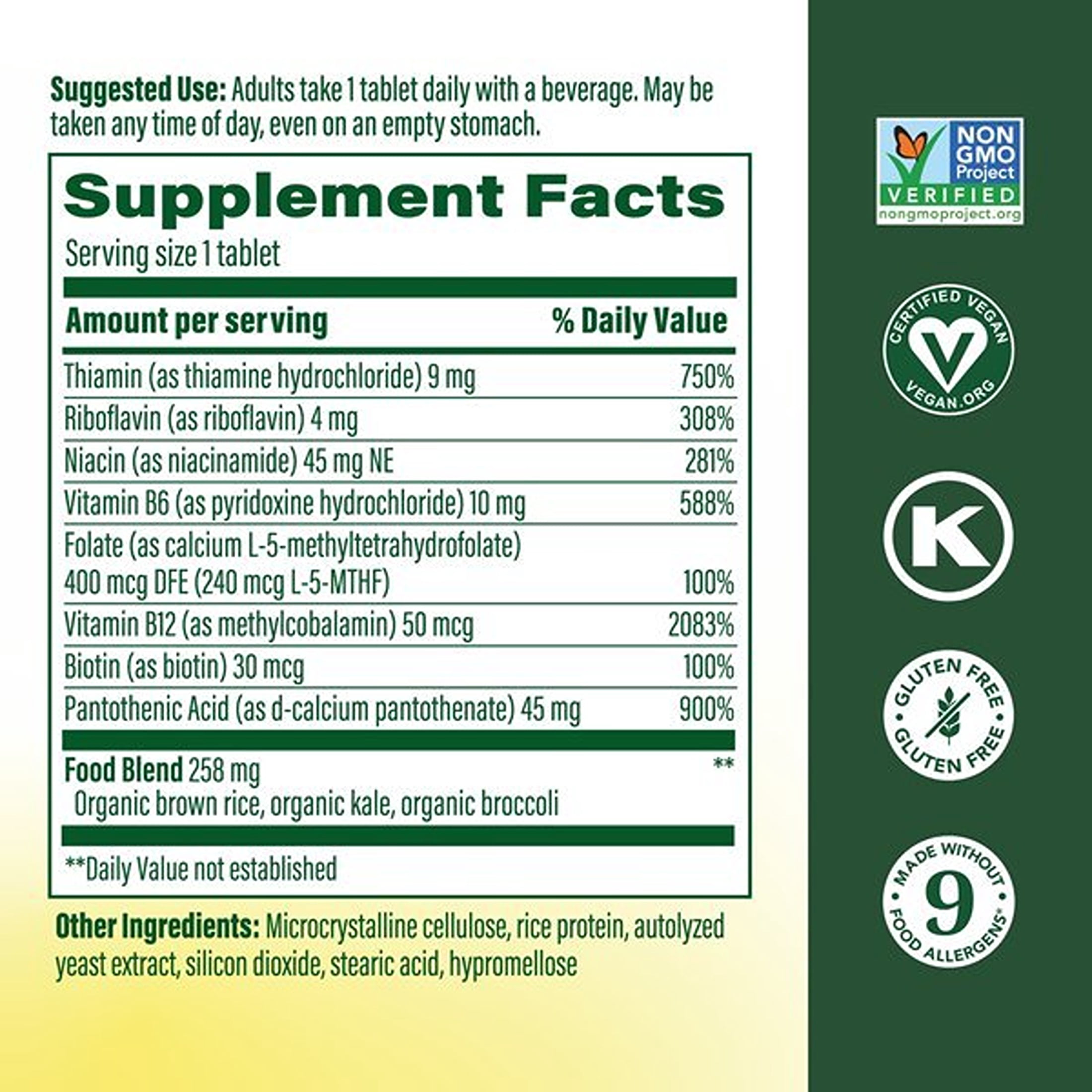 MegaFood Balanced B Complex - 8 B Vitamins - Vitamin B6 & B12 - Vegan - 60 Servings