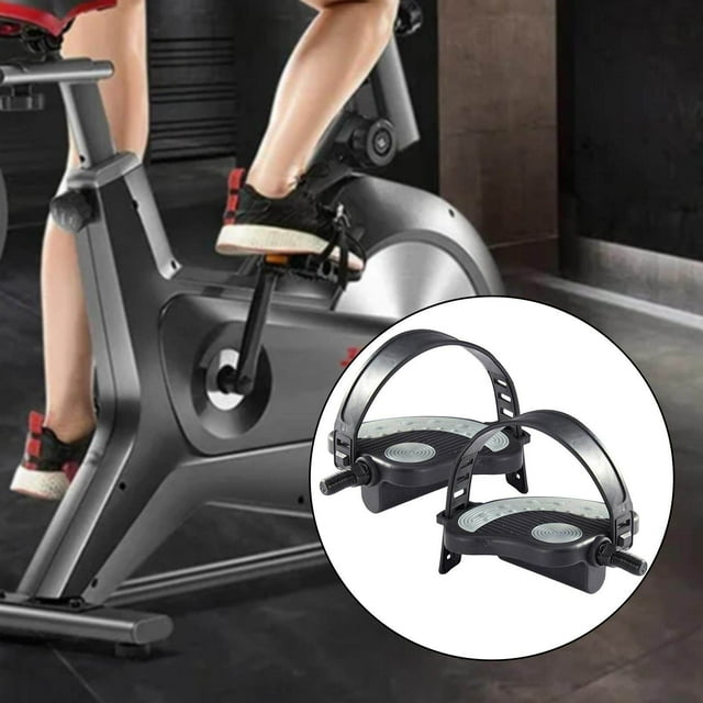 Langgg Exercise Bike Bicycle Pedals with Adjustable Straps replacement for elderly only Long 14mm spindle