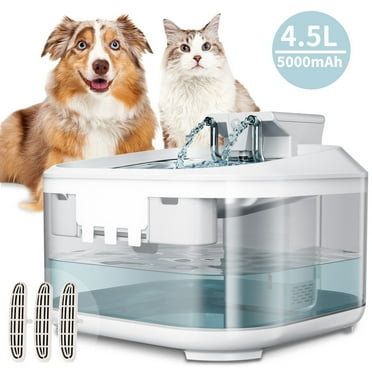 Pet Water Fountain 4.5L, Wireless Cat Fountain with Stainless Steel Tray, 3 Modes Auto Pet Water Dispenser for Cats Dogs Drinking, 3 Filters Quiet Cat Fountain