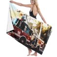 thumbnail image 1 of GOHAO Fire Truck 3 Piece Bathroom Rugs Set Bath Rug Contour Mat and Toilet Lid Cover, 1 of 2