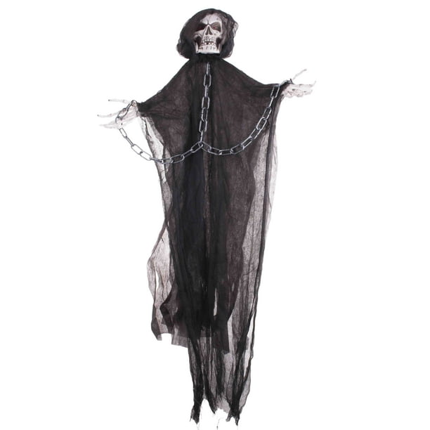Halloween Reaper Skeleton LightUp Hanging Decoration Prop, 36", Black