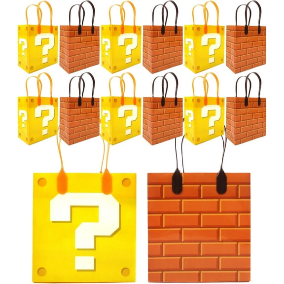 Tinymills Kids Party Supplies Reusable Goodie Treat Bags with Handles, Pack of 12