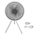 thumbnail image 1 of Ventilador de camping con luz de 3 niveles, batería recargable de 10000 mAh, ventilador de tienda de campaña de 3 velocidades con gancho, trípode, ventilador de mesa portátil, color blanco, 1 of 15