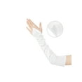 thumbnail image 3 of INSPIRE CHIC Women's Fingerless Sleeves Elbow Long 1920s Satin Gloves with Finger Loop One Size White, 3 of 6