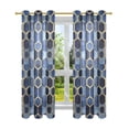 thumbnail image 7 of Yayeee Window Curtains Light Filtering 63"x52" Grommet Panel Pair Home Living Room Decor, Blue Hexagon Pattern, 7 of 7