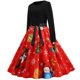 thumbnail image 3 of Moda para mujer Bowknot A Line Flare Vestido vintage Prom Swing Manga larga Impresión Navidad Vestido de fiesta de Navidad Fridja  nbo2414, 3 of 7