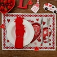thumbnail image 5 of Valentine''s Day Placemats 12x18 Inch, Hearts XOXO Love Farmhouse Holiday Kitchen Dining Table Decoration for Indoor Outdoor Dinner Party Décor (White) GP102-18, 5 of 6