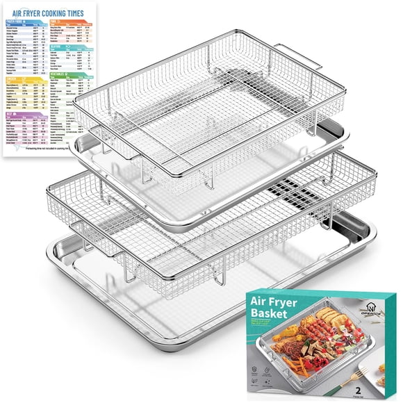 Set de canastillas para freidora de aire OPENICE de acero inoxidable, 2 piezas