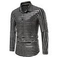 thumbnail image 3 of Mens Dress Shirt Long Sleeve Slim Business Formal Casual Tops Striped Party, 3 of 8