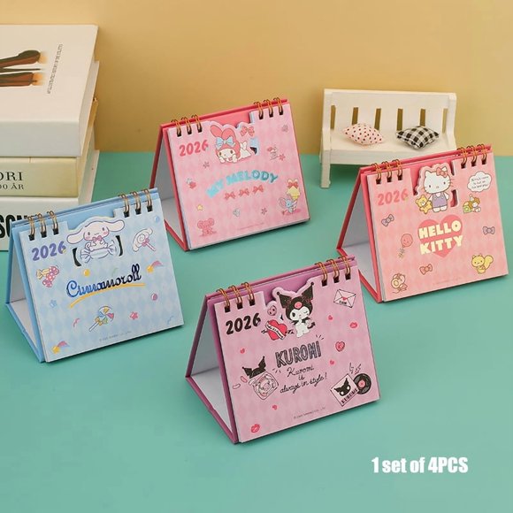 2026 New Comic Calendar - Cute Kuromi Cartoon Cinnamoroll Graffiti Desk Calendar For Office & New Year Gift