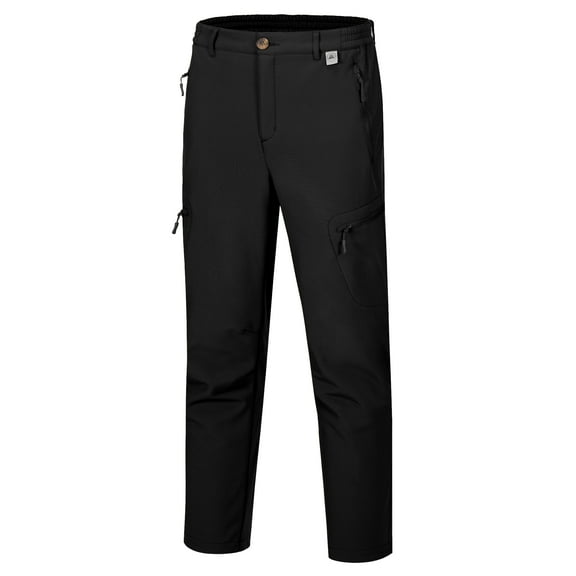 Little Donkey Andy Men's Hiking Snow Pants, Fleece Lined Ski Pants Insulated Softshell Pants Windproof& Water Resistant Black S