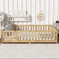 thumbnail image 2 of Bellemave Full Size Floor Beds with Door, Wood Montessori Bed with Fence Railings & Support Slats, No Box Spring Needed (Natural), 2 of 8