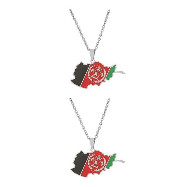 Minnieouse Collar con colgante de acero inoxidable versátil, bandera afgana, colgantes de bandera afgana, collares para mujer Type1 NO1