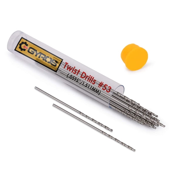 Gyros Micro Drill Bit Set of 12#53 Drill Bits Small Drill Bits for Jewelry, Plastic and Soft Metal Mini Twist Drill Bit Set for Pin Vise Hand Drill, Rotary Tool-High SpeedSteel Wire Gauge Drill Bits #53 (.0595 /1.511MM) 12