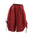 thumbnail image 4 of GZWYHT Capri Pants,Summer Pants,Plus Size Women's Pants Summer Loose Wide Leg Pants Elastic Waist Ladies Culottes Capri Pants Chiffon Pants,High Waisted Pants,Pants for Women,Palazzo Pants,Red,L, 4 of 5
