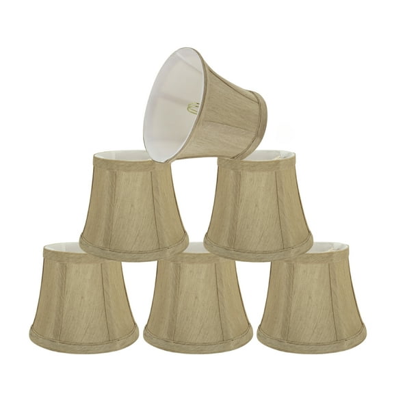 Aspen Creative 30391-6 Small Bell Shape Chandelier Clip-On Lamp Shade Set (6 Pack), Transitional Design in Beige, 6" bottom width (4" x 6" x 5" )