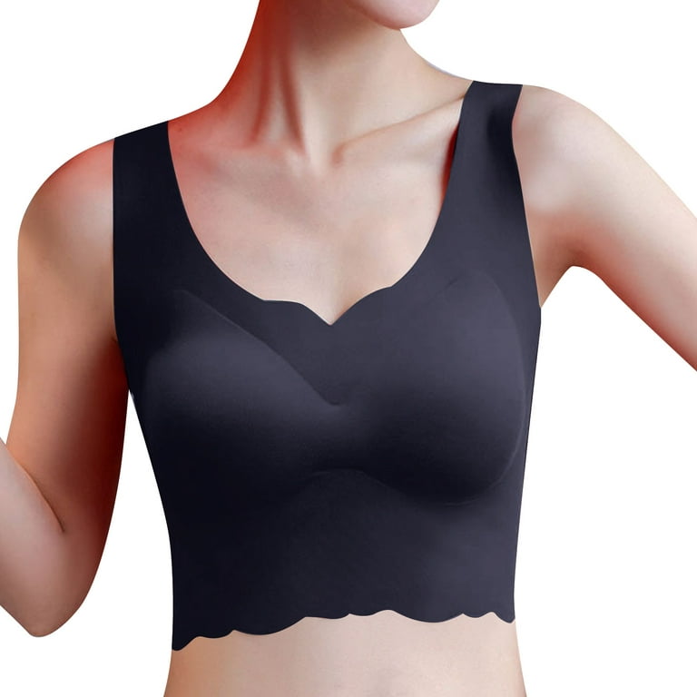 Bras for Women Ultra Thin Ice Silk Comfortable Plus Size Seamless Wireless  Sports with Removable Pads Bras 
