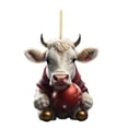 thumbnail image 1 of (2 Pack) 2D Acrylic Cartoon Christmas Cow Ornament - Adorable Tree Decoration and Double Print for White Elephant Exchange, 1 of 4