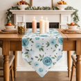 thumbnail image 3 of Table Runners 72 Inches Long, Turquoise Flowers Cotton Linen Kitchen Dining Coffee Table Runner for Party Home Decor, Modern Botanical Floral Leaves Plants Tabletop Dresser Scarves 16x72 Inch, 3 of 9