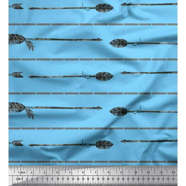 Soimoi Blue Cotton Voile Fabric Dash & Arrow Fabric Prints By Yard 42 Inch Wide