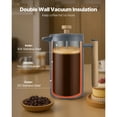 thumbnail image 2 of KFFKFF 34-Ounce Stainless Steel French Press Coffee Maker, 1-Liter Double-Wall Insulated Coffee and Tea Brewer with Filter, Ideal for Cold Brew, Camping, Travel, and Home Use, Black, 2 of 9