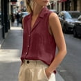 thumbnail image 5 of ZGRBOU Womens Sleeveless Button Down Shirts Summer Cotton Linen V Neck Blouses Solid Color Casual Work Tank Tops, 5 of 7