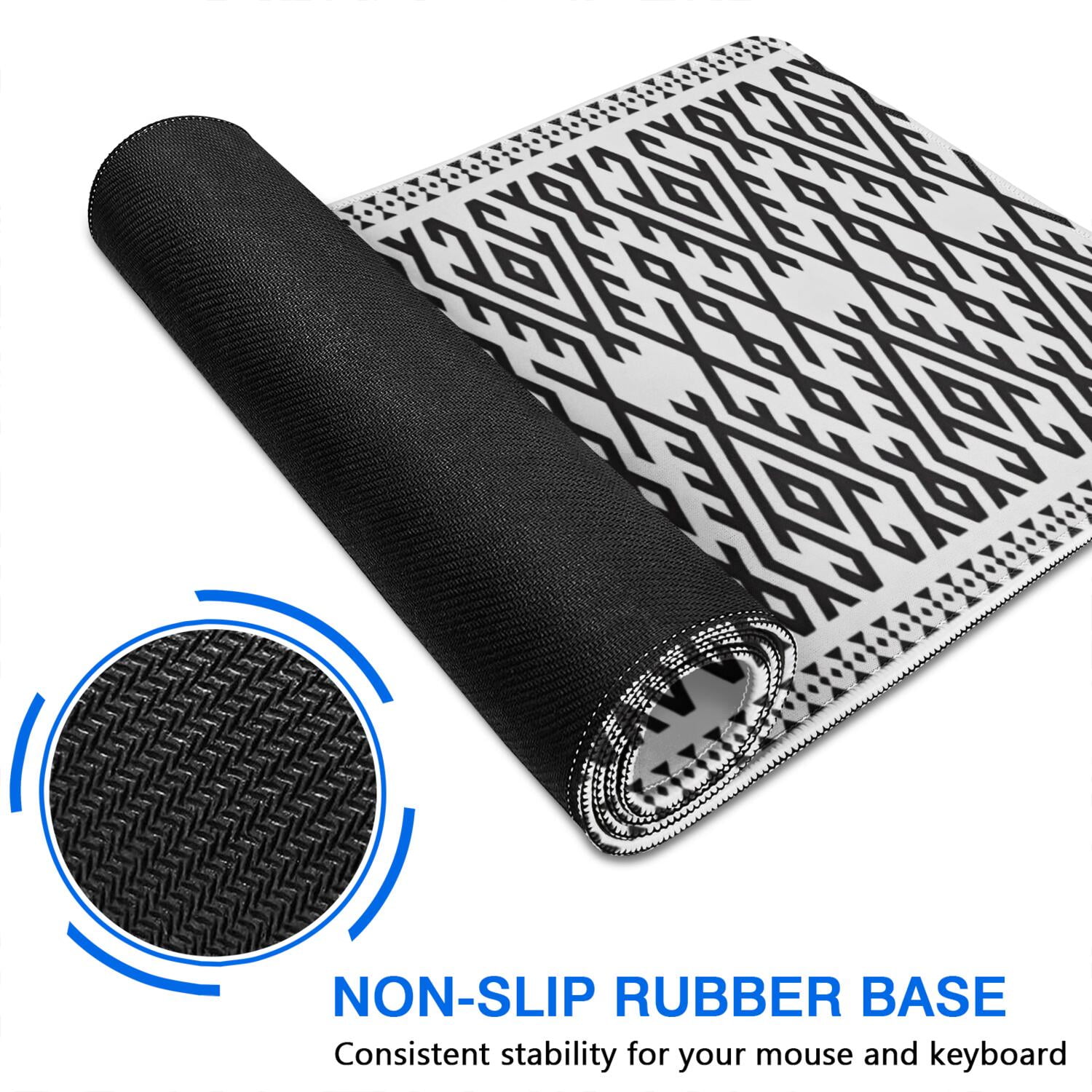 Long Mouse Pads for Desk,Black Geometric Striped Pattern Desk Mats on Top Of Desks, Desk Mouse Pad Extra Large with 3mm Non-Slip Base and Stitched Edge for Gaming,Office,Work,Home 47.3"x23.6"