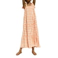 thumbnail image 4 of Qiylii Women's Causal Summer Dress Spaghetti Strap Sleeveless Plaid Beach Boho Long Maxi Dresses with Pockets, 4 of 9
