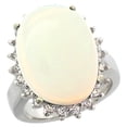 thumbnail image 1 of 10k White Gold Diamond Halo Natural Opal Ring Large Oval 18x13mm, size 9, 1 of 4