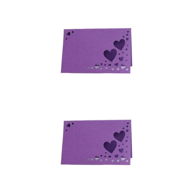 Wosthever 50 paquete/lote personalizar decoraciones de con corazón hueco nombre lugar tarjetas boda nombre tarjetas púrpura oscuro Morado oscuro 2Conjunto