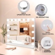 Fenchilin 23x18 Vanity Mirror with Lights Tabletop Wall Mount Tabletop Metal White