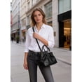 thumbnail image 6 of Gustave Women PU Leather Tote Bag Vintage Ruched Crossbody Shoulder Handbag Purse Top Handle Satchel for Daily Work Travel  - Black, 6 of 9