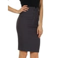 thumbnail image 4 of Knee Length High Waist Stretch Pencil Skirt - Charcoal - Medium, 4 of 4
