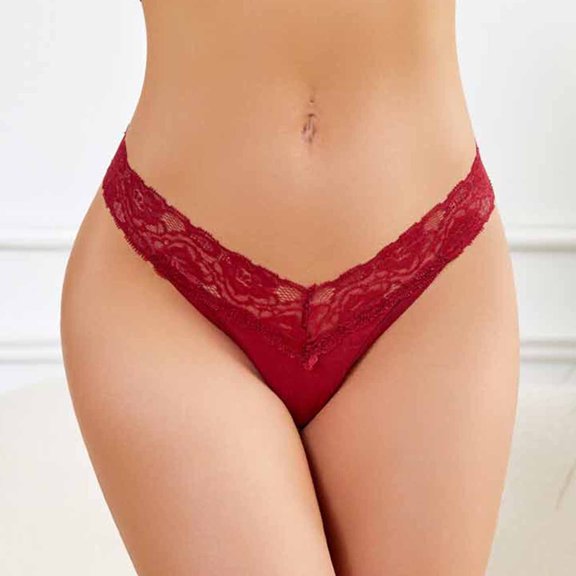 QIPOPIQ Underwear for Women Plus Size Perspective Embroidered Lace Sexy Diamond Belt Can Control Sexy Tulle Thong Panties