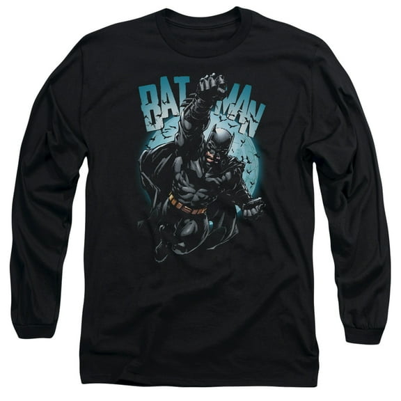Batman Moon Knight Long Sleeve Adult 18/1 T-Shirt Black