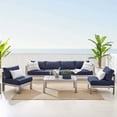 thumbnail image 4 of Modway Shore Sunbrella® Fabric Outdoor Patio Aluminum 5 Piece Sectional Sofa Set in Silver Navy, 4 of 17