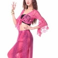 thumbnail image 5 of Qulqfy Tie Front Bolero Shrug Women Flare Sleeve Lace Sheer Flowy Latin Dance Cardigans Pink Tops for Women, 5 of 7