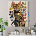 thumbnail image 4 of Bengal Cat Floral Canvas Print Den Kitchen Home Wall Art Decor, 4 of 8