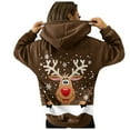 thumbnail image 1 of Chandail en Molleton de Noël pour Femmes à Capuche Cardigan Chaud Mignon Imprimé Pull Contrasté Blouse Col Rond Veste de Mode Mi-Longue, 1 of 5